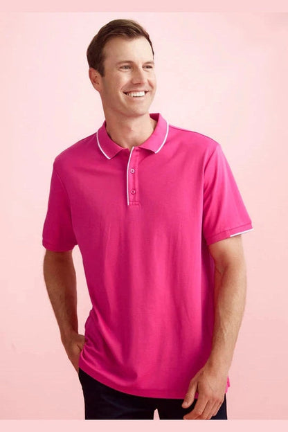 Biz Care Mens Pink Short Sleeve Polo CST313MS