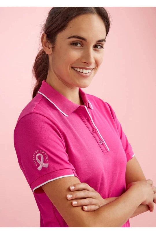 Biz Care Womens Pink Short Sleeve Polo CST313LS