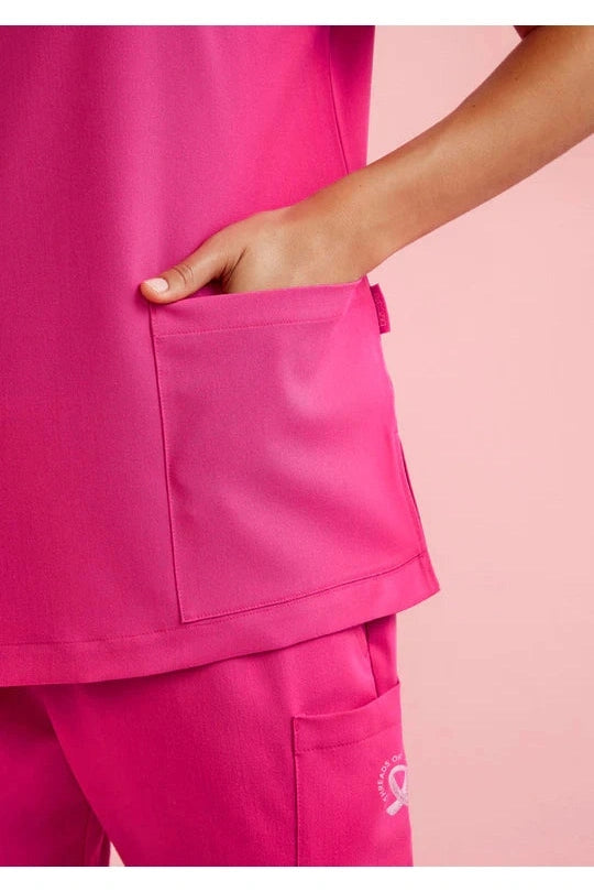 Biz Care Womens Pink V-Neck Scrub Top CST245LS