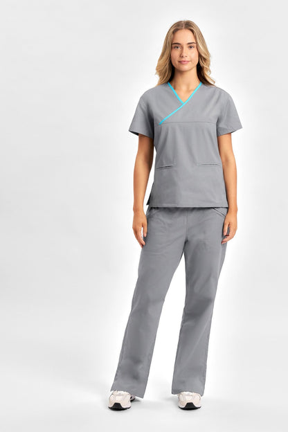  Biz Collection Ladies Contrast Crossover Scrubs Top - H10722 | Biz Collection | Fashion Biz Online