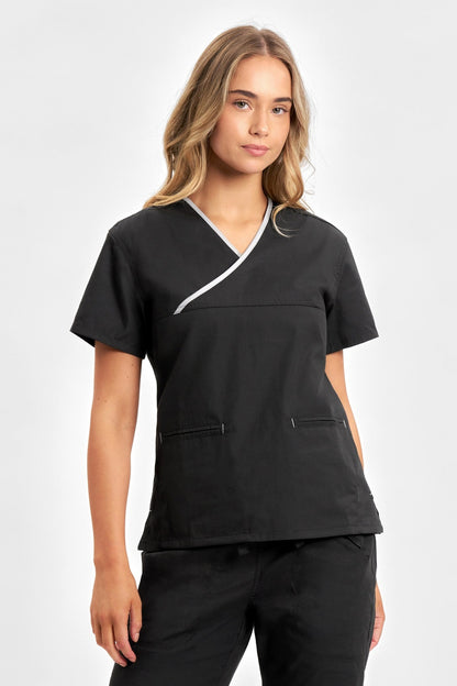  Biz Collection Ladies Contrast Crossover Scrubs Top - H10722 | Biz Collection | Fashion Biz Online