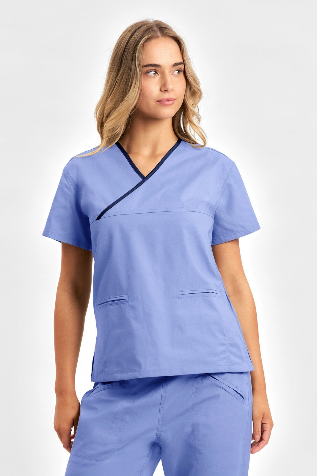  Biz Collection Ladies Contrast Crossover Scrubs Top - H10722 | Biz Collection | Fashion Biz Online