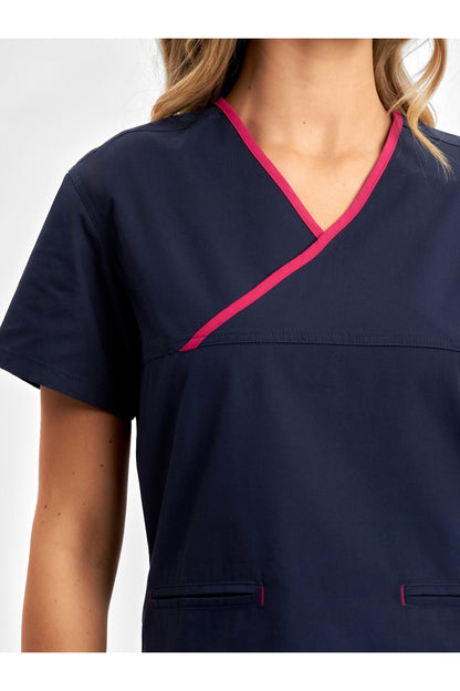  Biz Collection Ladies Contrast Crossover Scrubs Top - H10722 | Biz Collection | Fashion Biz Online