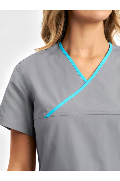  Biz Collection Ladies Contrast Crossover Scrubs Top - H10722 | Biz Collection | Fashion Biz Online