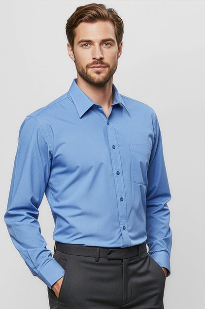  Biz Collection Mens Micro Check Business Shirt Long Sleeve - SH816 | Biz Collection | Fashion Biz Online