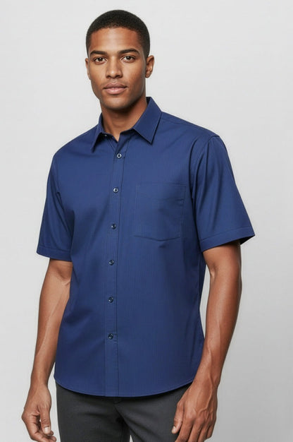  Biz Collection Mens Micro Check Business Shirt Short Sleeve - SH817 | Biz Collection | Fashion Biz Online