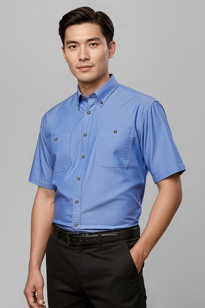  Biz Collection Mens Wrinkle Free Chambray Short Sleeve - SH113 | Biz Collection | Fashion Biz Online