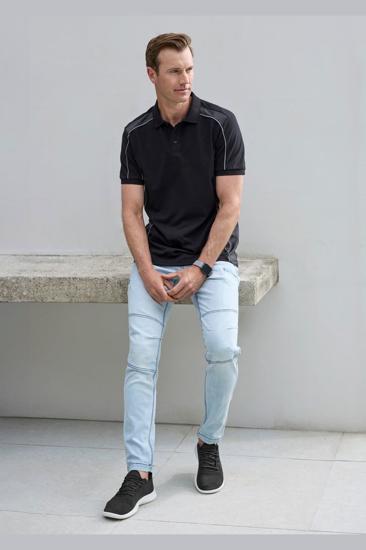 Fashion Biz Unisex Grid Short Sleeve Polo P413US
