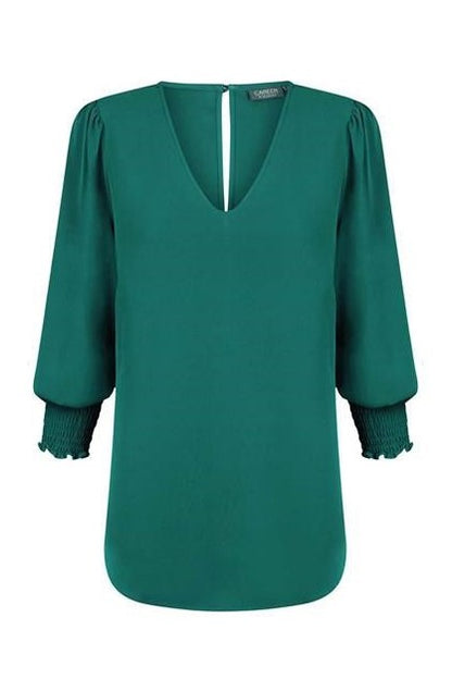 Gloweave V Neck Shirred Cuff Top 1803WZ