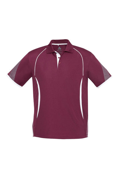 Biz Collection Mens Razor Polo - P405MS - Maroon/White