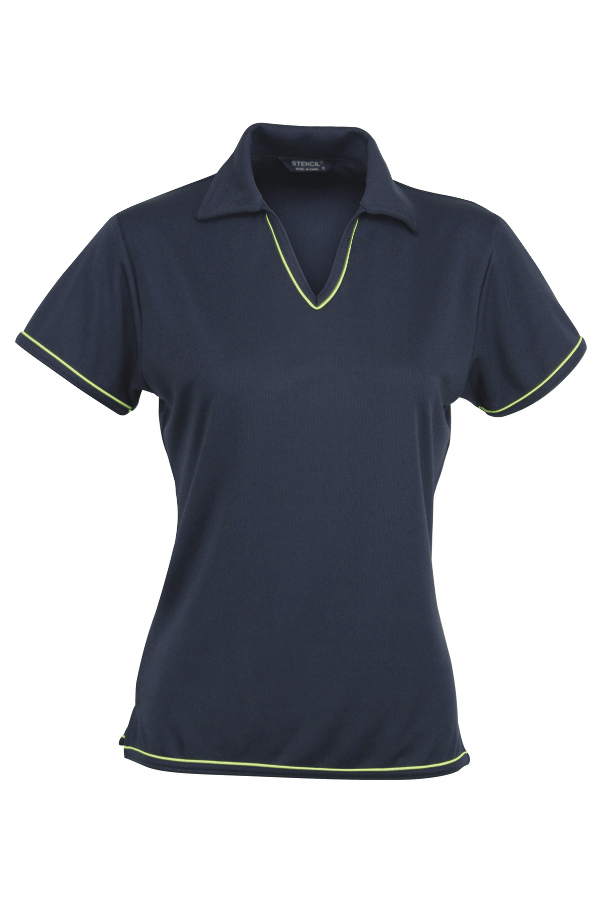 Stencil Ladies Cool Dry2 Polo Short Sleeve - 1110B - Navy/Lime Green