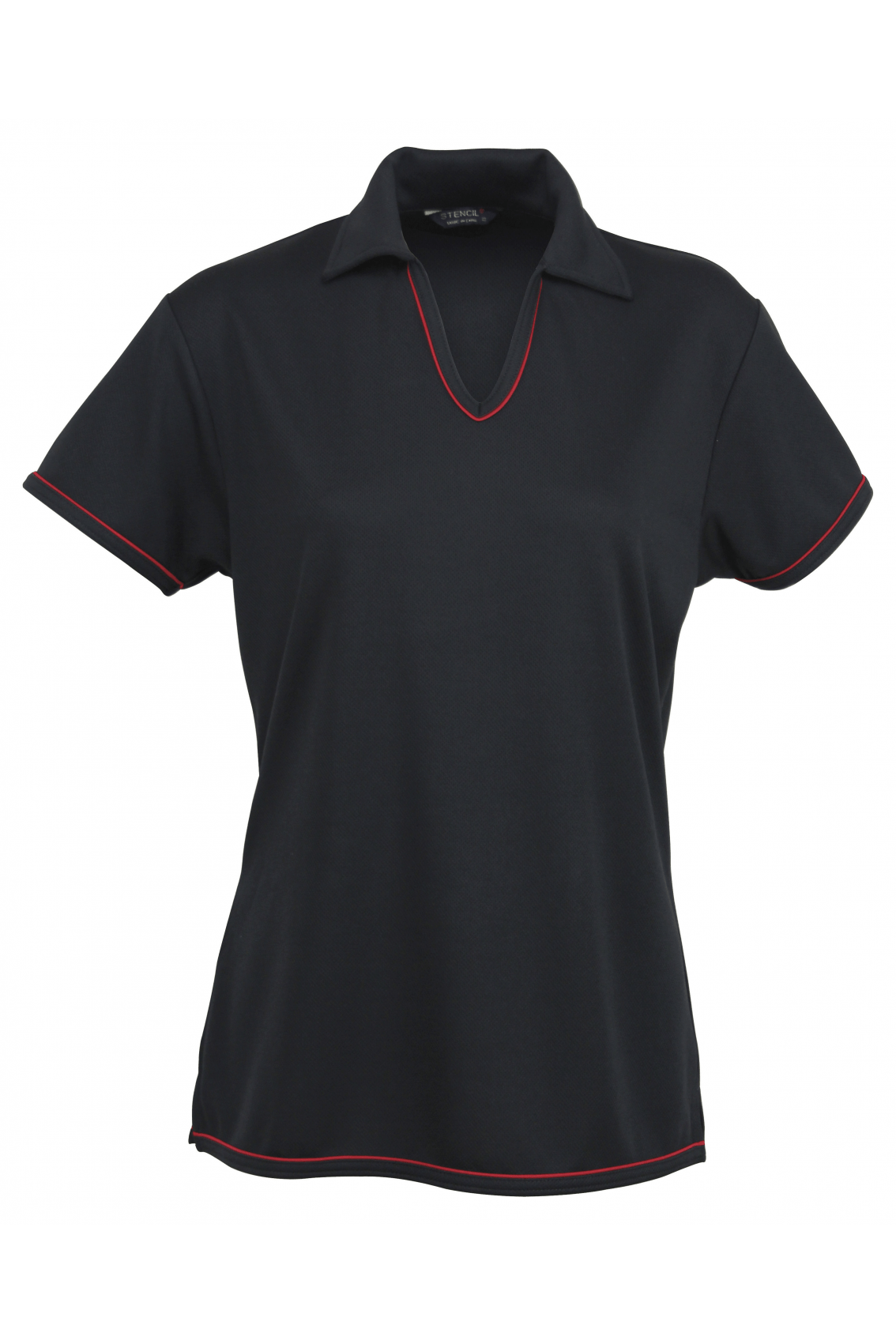 Stencil Ladies Cool Dry2 Polo Short Sleeve - 1110B - Black/Red