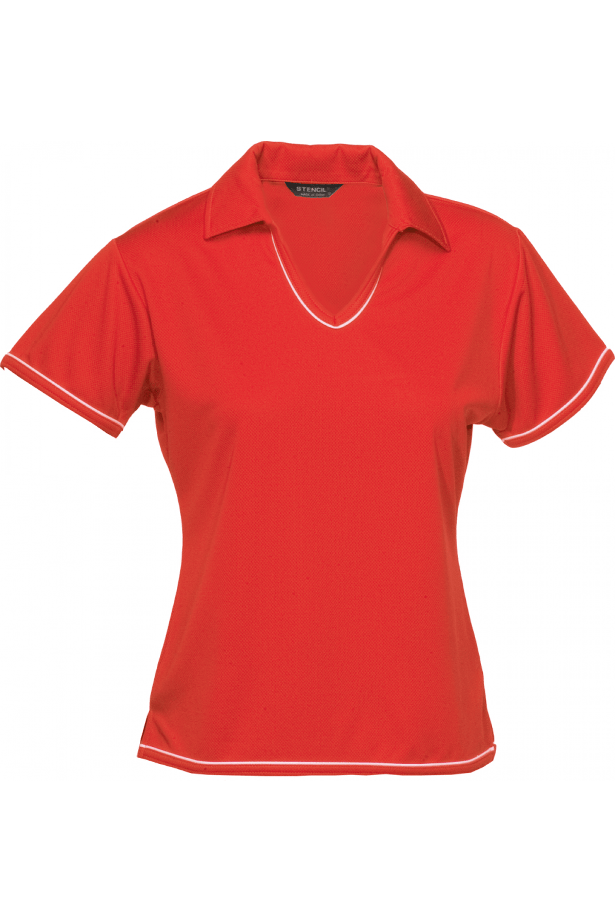 Stencil Ladies Cool Dry2 Polo Short Sleeve - 1110B - Red/White