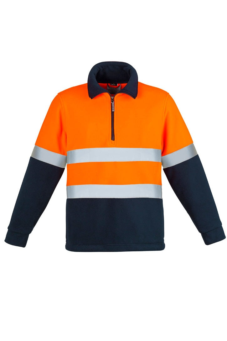Syzmik Mens Hi Vis Polar Fleece Jumper - Hooped Taped - ZT461 - Orange/Navy