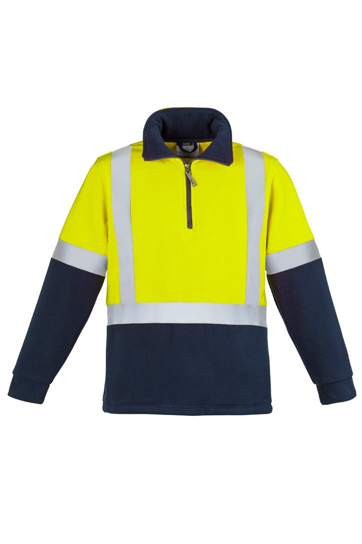 Syzmik Mens Hi Vis Polar Fleece Jumper - Shoulder Taped - ZT462 - Yellow/Navy