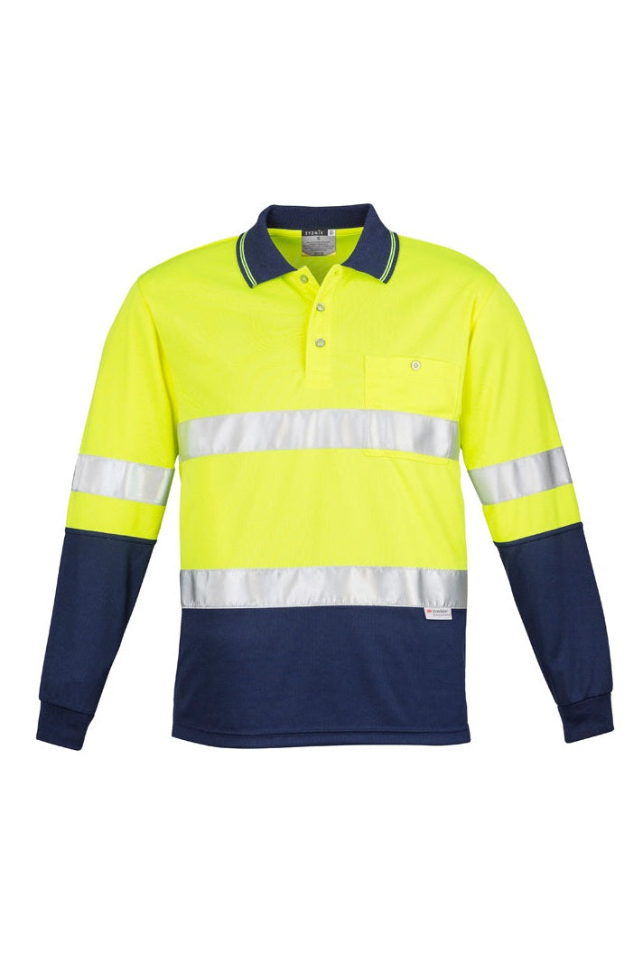 Syzmik Mens Hi Vis Spliced Polo - Long Sleeve Hoop Taped - ZH235 - Yellow/Navy