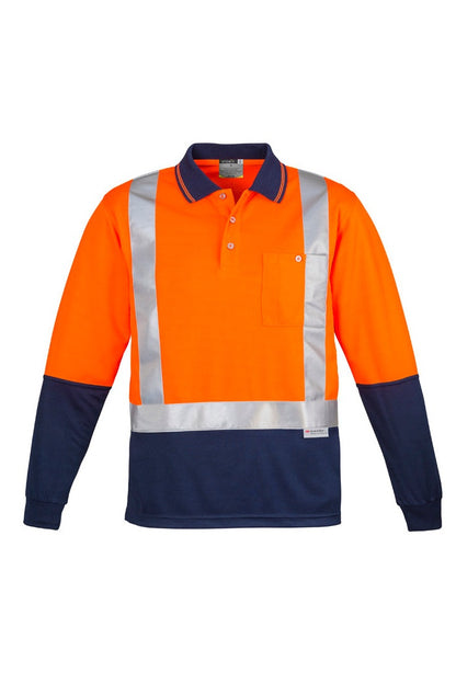 Syzmik Mens Hi Vis Spliced Polo - Long Sleeve Shoulder Taped - ZH234 - Orange/Navy