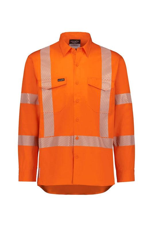 Syzmik Mens Hi Vis X Back Shirt - Segmented Tape - ZW692 - Orange