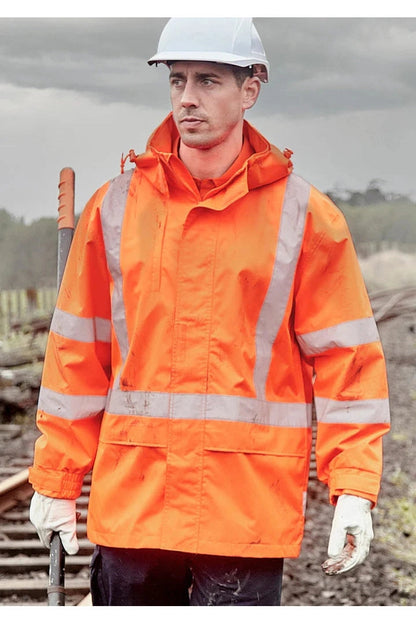Syzmik Mens Hi Vis X Back Ultralite Waterproof Jacket ZJ657-AU