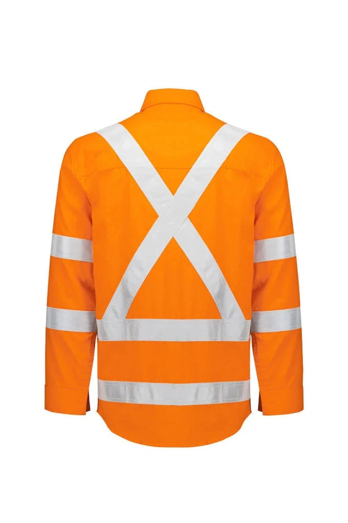 Syzmik Mens Orange Flame Lightweight Ripstop X Back Taped Shirt ZW187