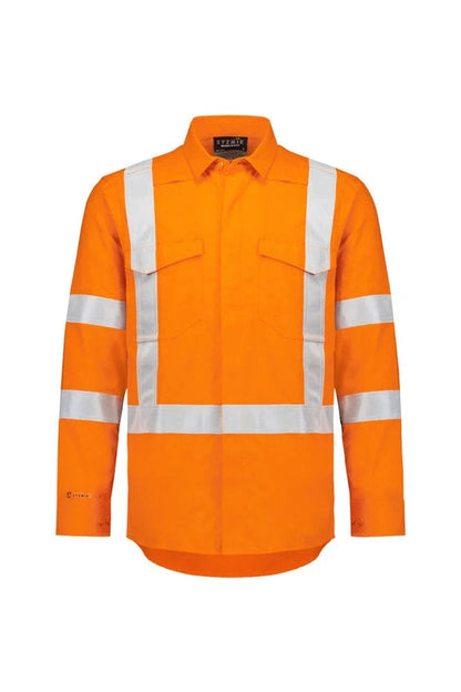Syzmik Mens Orange Flame Lightweight Ripstop X Back Taped Shirt ZW187