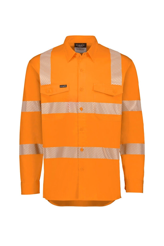 Syzmik Mens VIC Rail Shirt - Segmented Tape - ZW682 - Vic Rail Orange