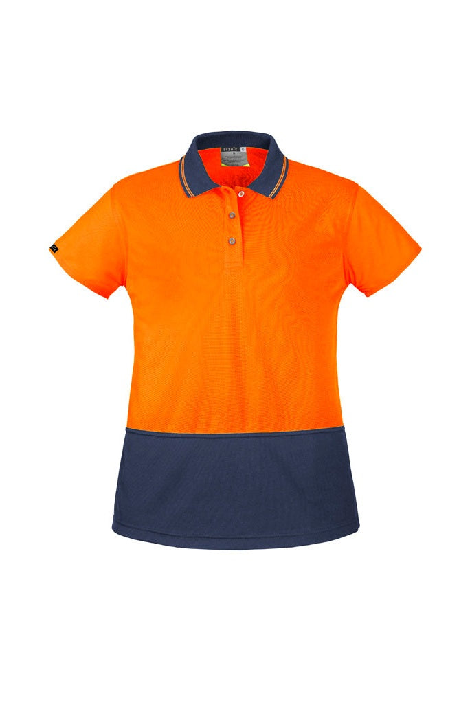 Syzmik Womens Hi Vis Basic Short Sleeve Polo - ZH731 - Orange/Navy