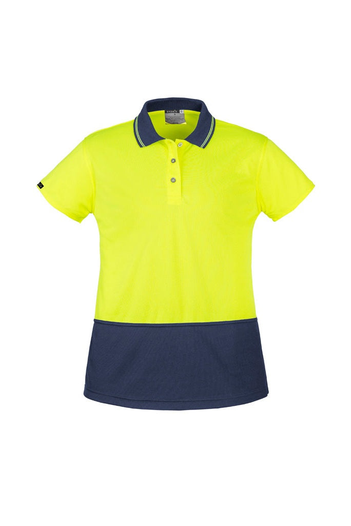 Syzmik Womens Hi Vis Basic Short Sleeve Polo - ZH731 - Yellow/Navy