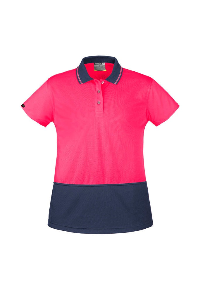 Syzmik Womens Hi Vis Basic Short Sleeve Polo - ZH731 - Pink/Navy