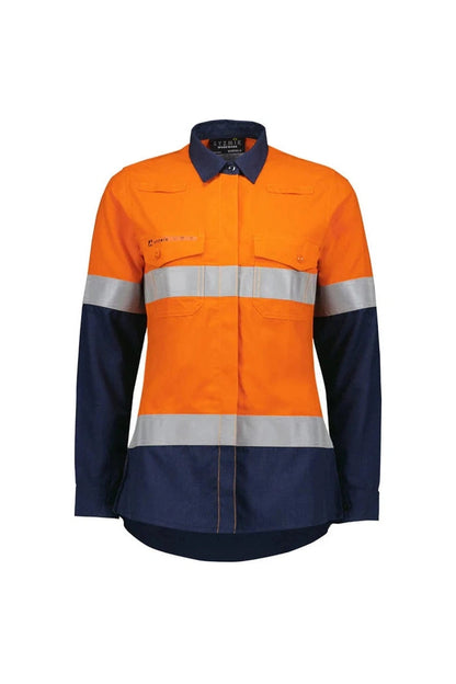 Syzmik Womens Orange Flame Lightweight Ripstop Taped Shirt ZW170
