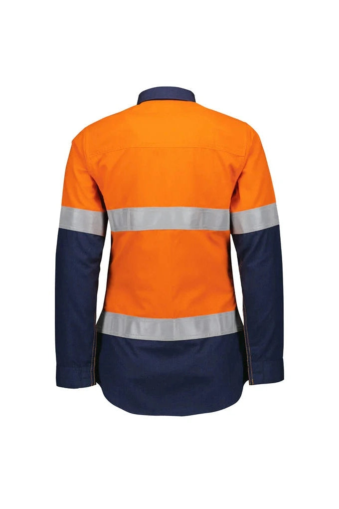 Syzmik Womens Orange Flame Lightweight Ripstop Taped Shirt ZW170