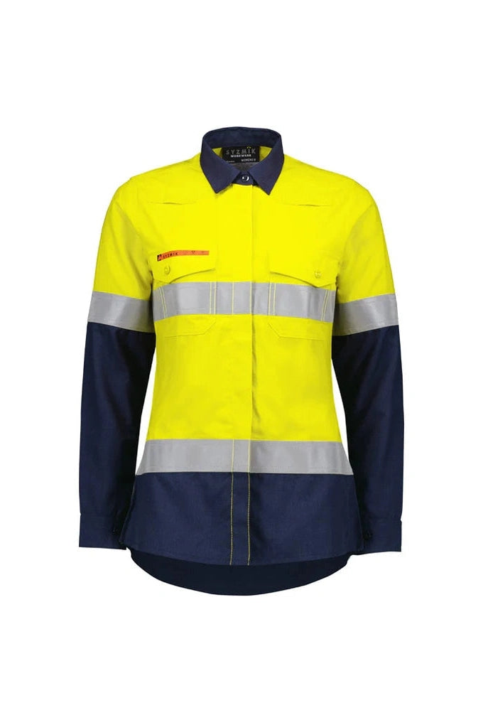 Syzmik Womens Orange Flame Lightweight Ripstop Taped Shirt ZW170