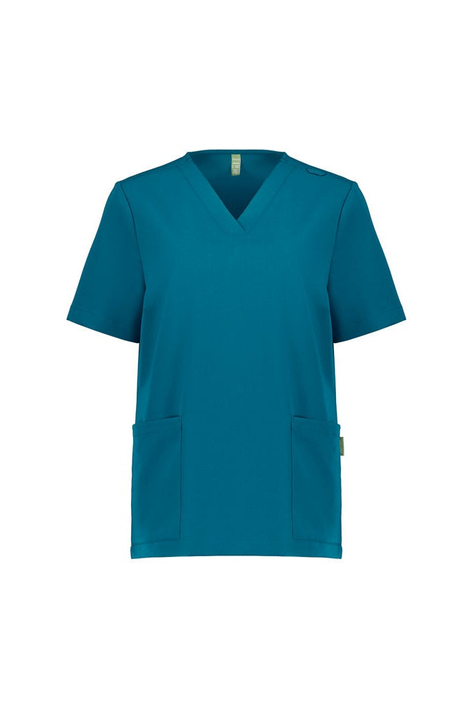 Biz Care Womens Pulse V-Neck Scrub Top - CU543LS - Caribbean Blue
