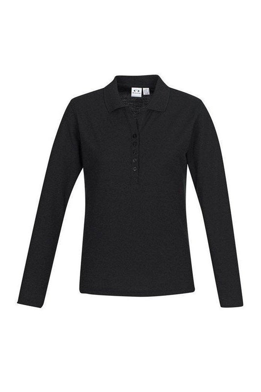 Biz Collection Crew Ladies Long Sleeve Polo - P400LL - Black
