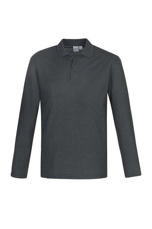 Biz Collection Crew Mens Long Sleeve Polo - P400ML - Charcoal