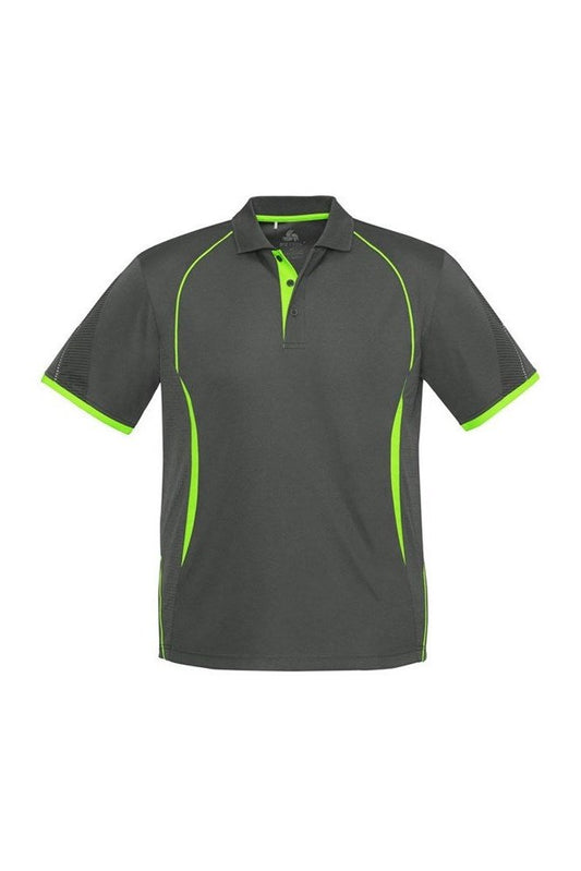 Biz Collection Razor Kids Polo Short Sleeve - P405KS - Grey/Fluoro Lime