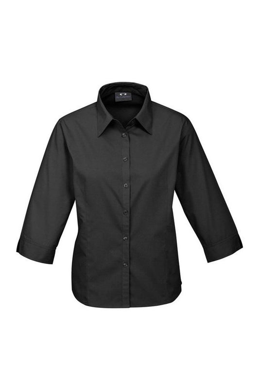Biz Collection Ladies Base Business Shirt 3/4 Sleeve - S10521 - Black