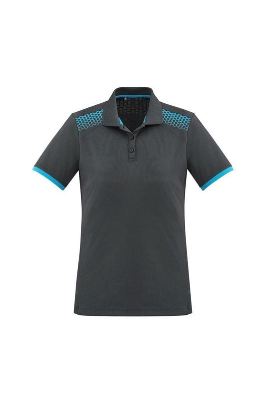 Biz Collection Ladies Galaxy Polo - P900LS - Grey/Cyan