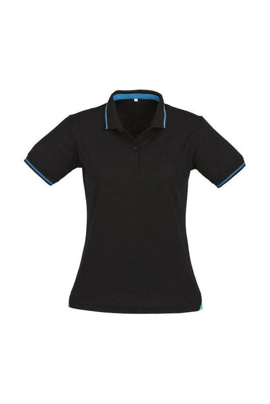 Biz Collection Ladies Jet Polo - P226LS - Black/Cyan