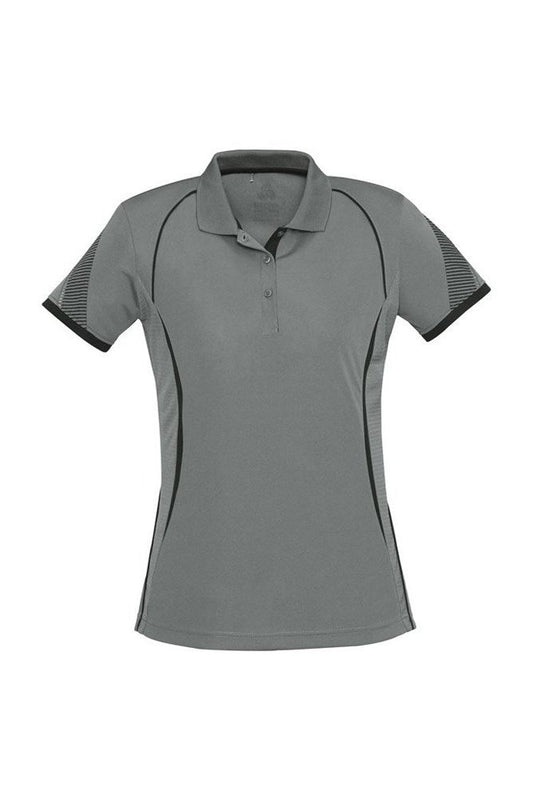 Biz Collection Razor Ladies Polo Short Sleeve - P405LS - Ash/Black