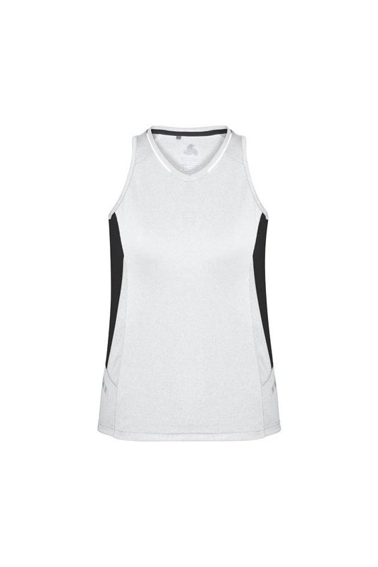 Biz Collection Ladies Renegade Singlet - SG702L - White/Black/Silver