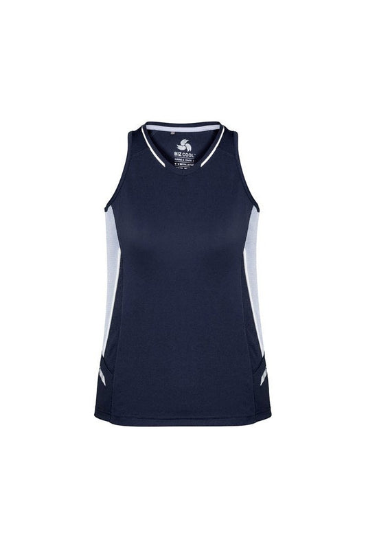 Biz Collection Ladies Renegade Singlet - SG702L - Navy/White/Silver