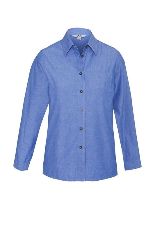 Biz Collection Ladies Wrinkle Free Chambray Long Sleeve - LB6201 - Chambray Blue