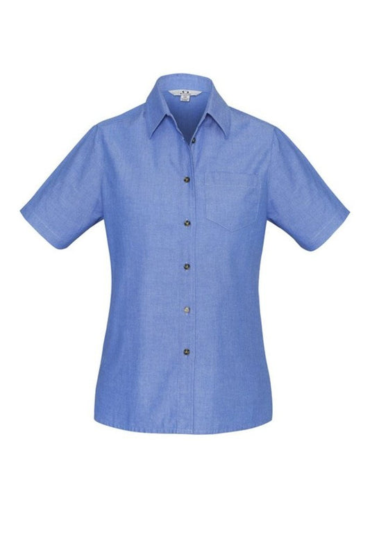 Biz Collection Ladies Wrinkle Free Chambray Short Sleeve - LB6200 - Chambray Blue
