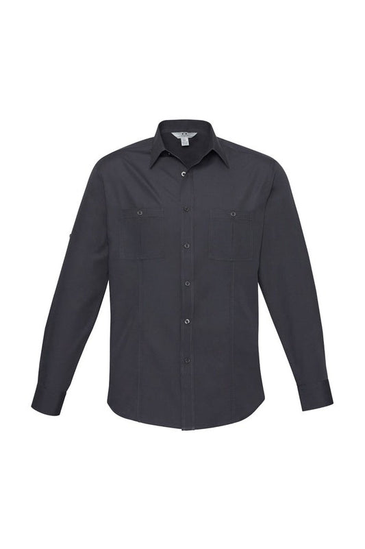 Biz Collection Mens Bondi Long Sleeve Shirt - S306ML - Charcoal