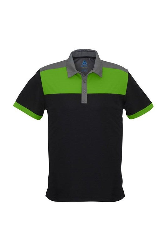 Biz Collection Mens Charger Polo - P500MS - Black/Green/Grey