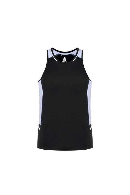 Biz Collection Mens Renegade Singlet - SG702M - Black/White/Silver