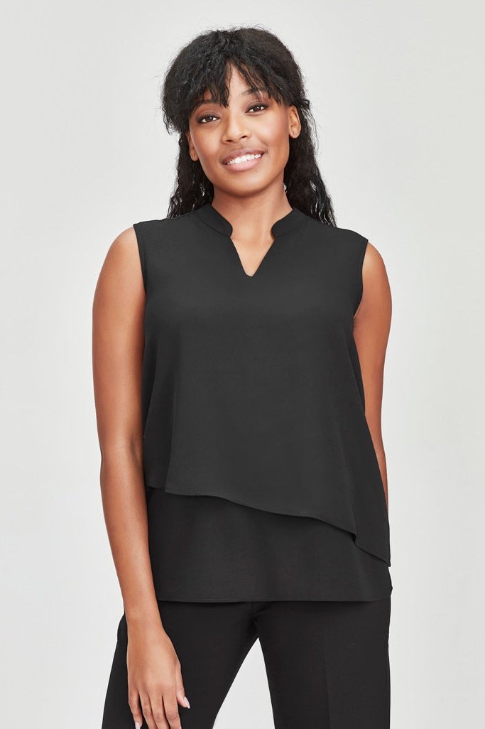  Biz Corporates Seville Womens Sleeveless Layered Blouse - RB260LN | Biz Corporates | Fashion Biz Online