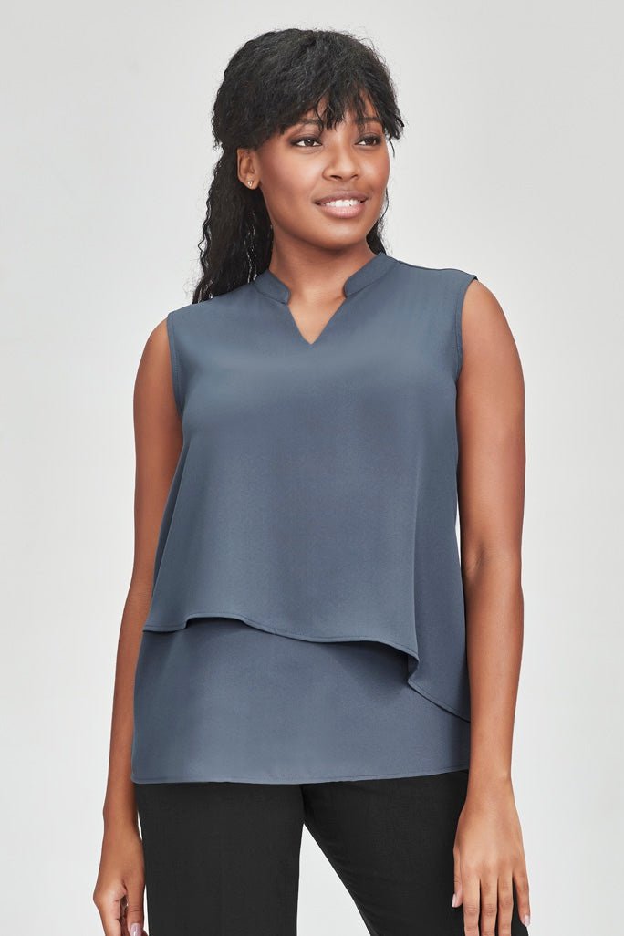  Biz Corporates Seville Womens Sleeveless Layered Blouse - RB260LN | Biz Corporates | Fashion Biz Online