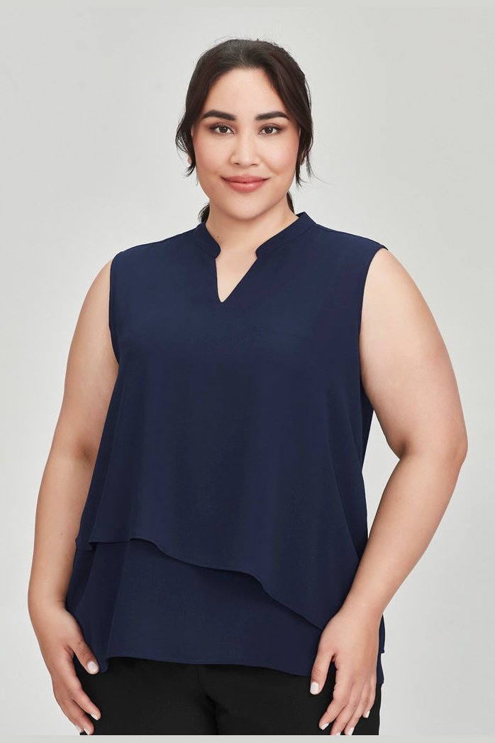  Biz Corporates Seville Womens Sleeveless Layered Blouse - RB260LN | Biz Corporates | Fashion Biz Online